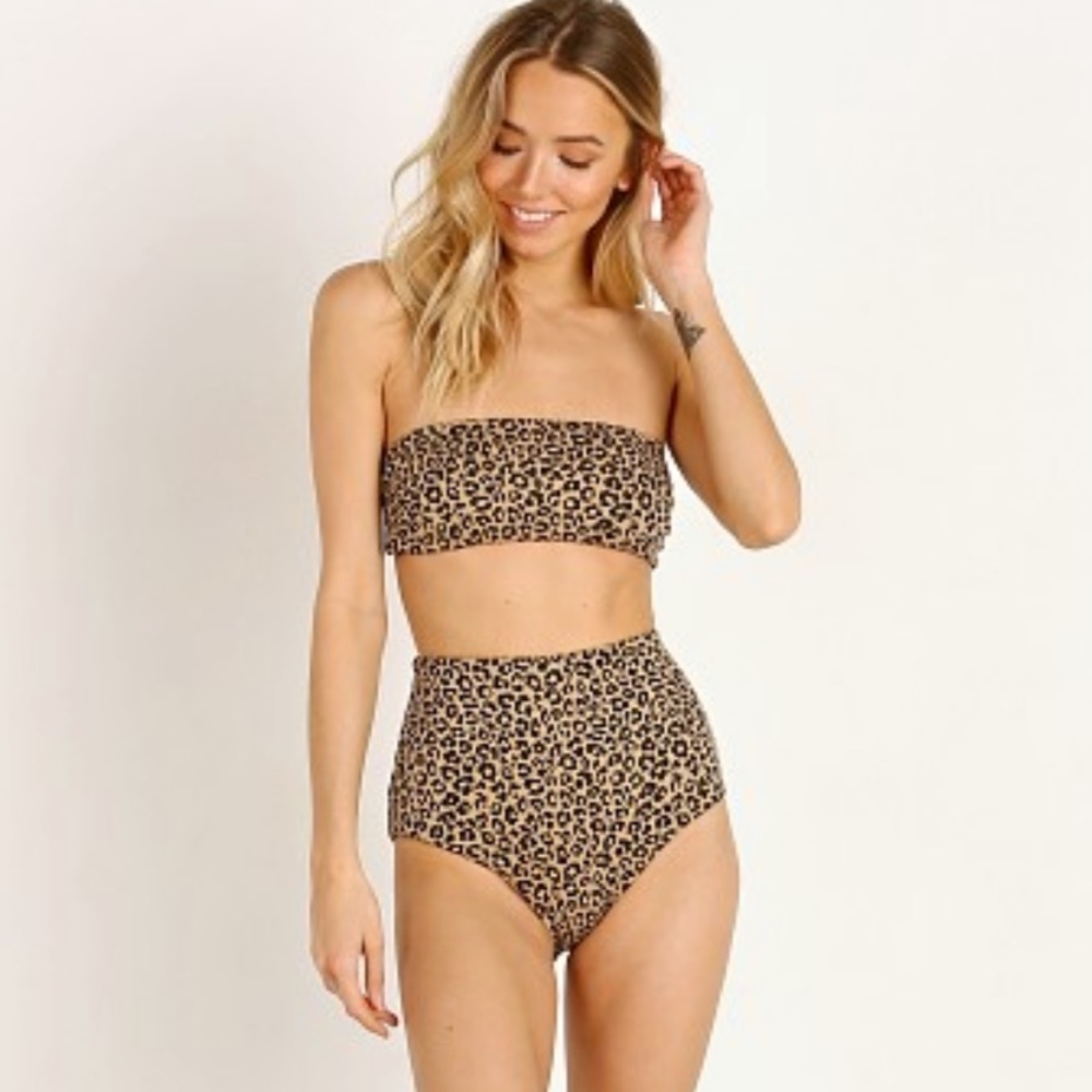 Mara Hoffman Bikini high waist bandeau animal Leopard small sz s
